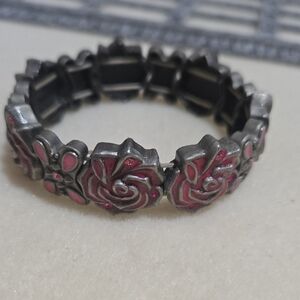 Mary Kay Silver and Pink Rose Bracelet